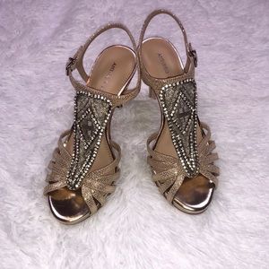 Antonio Melani Metallic Gold Dress Heels 8 NWT